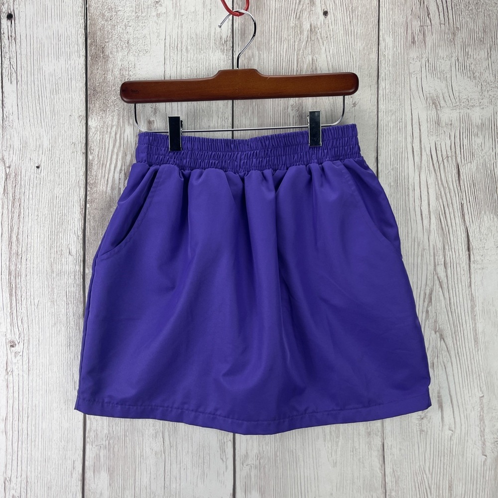 American Apparel Woman's Skirt Elastic Waistband Pockets  L Purple Excellent